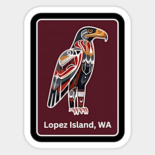Lopez Island Washington Native American Indian American Red Background Eagle Hawk Haida Sticker